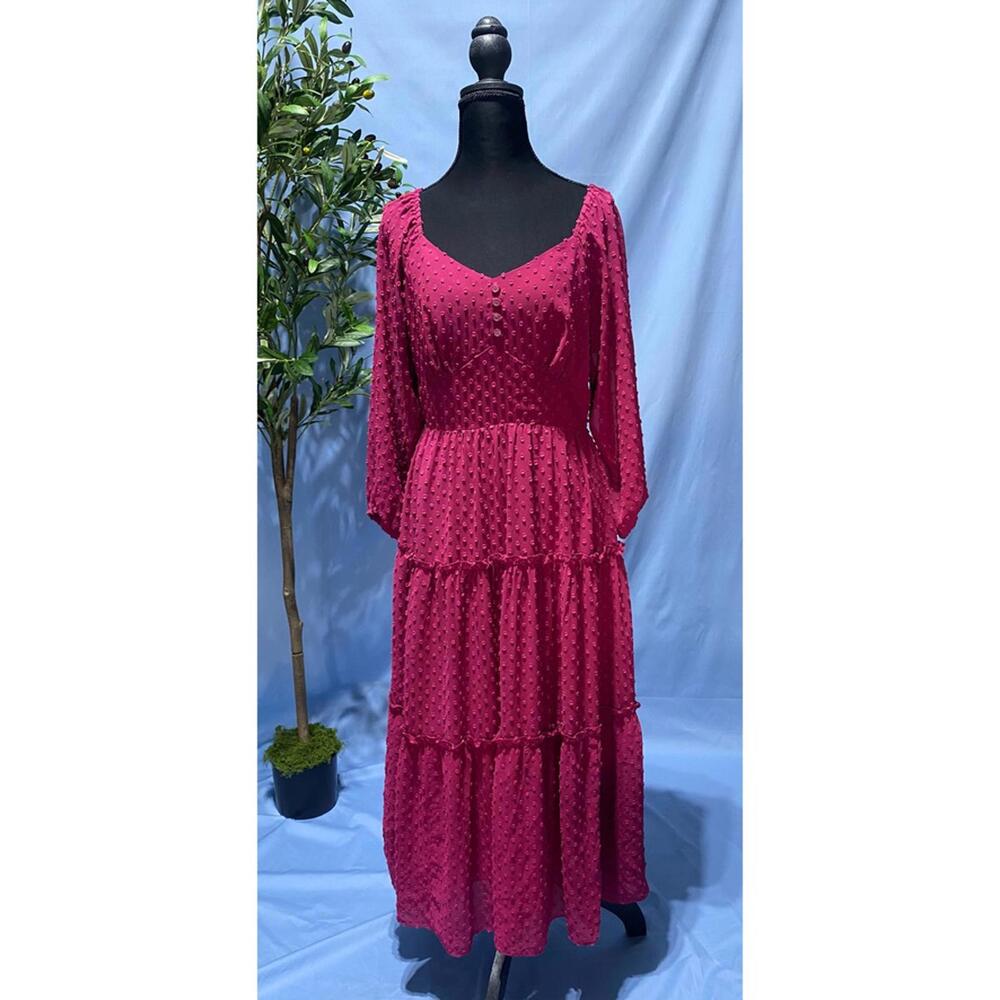J. Crew Swiss Dot Maxi Dress Prairie Style Tiered Maxi Dress 4 Excellent Pink